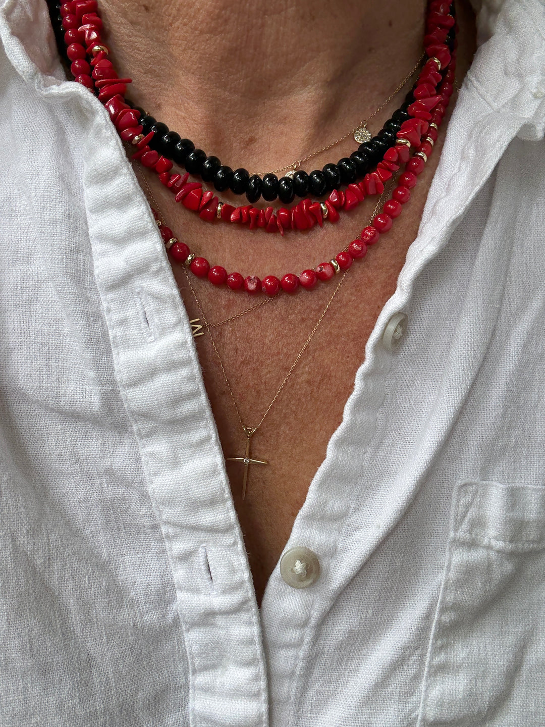 Red Coral Chip Necklace