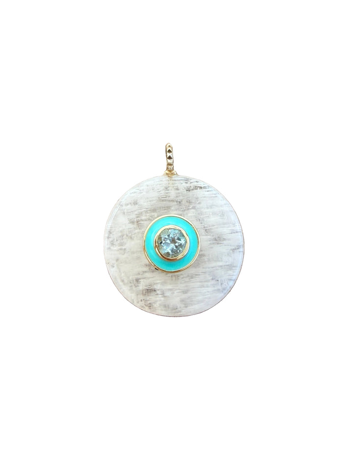 White Quartz and Enamel Pendant