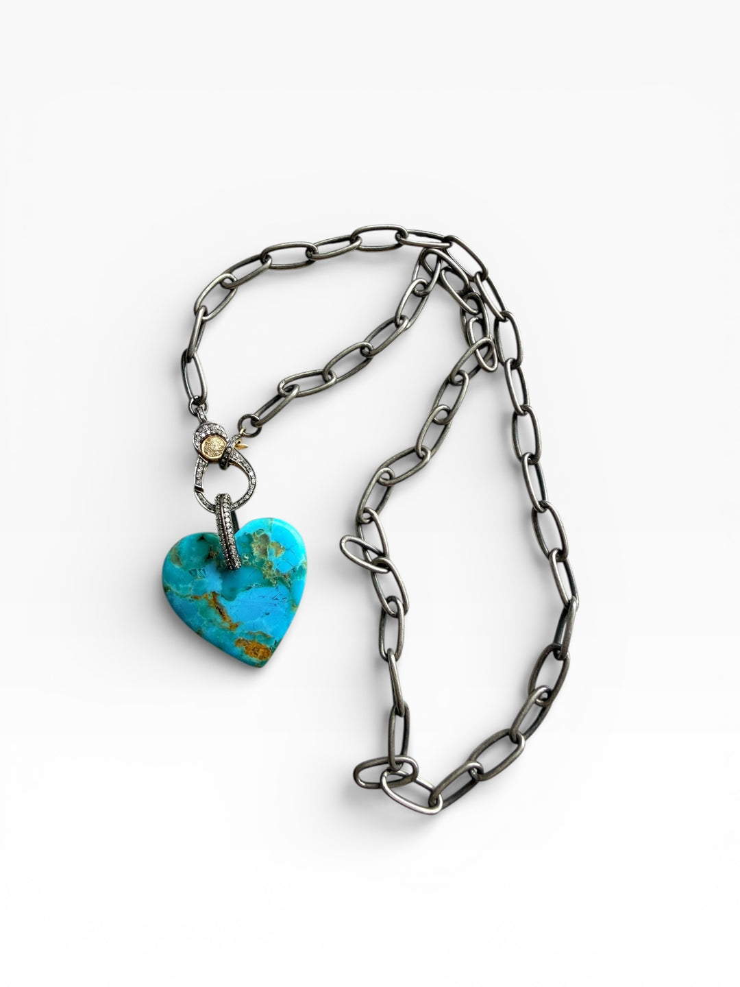 Sterling Silver and Pave Diamond Clasp Chain Necklace