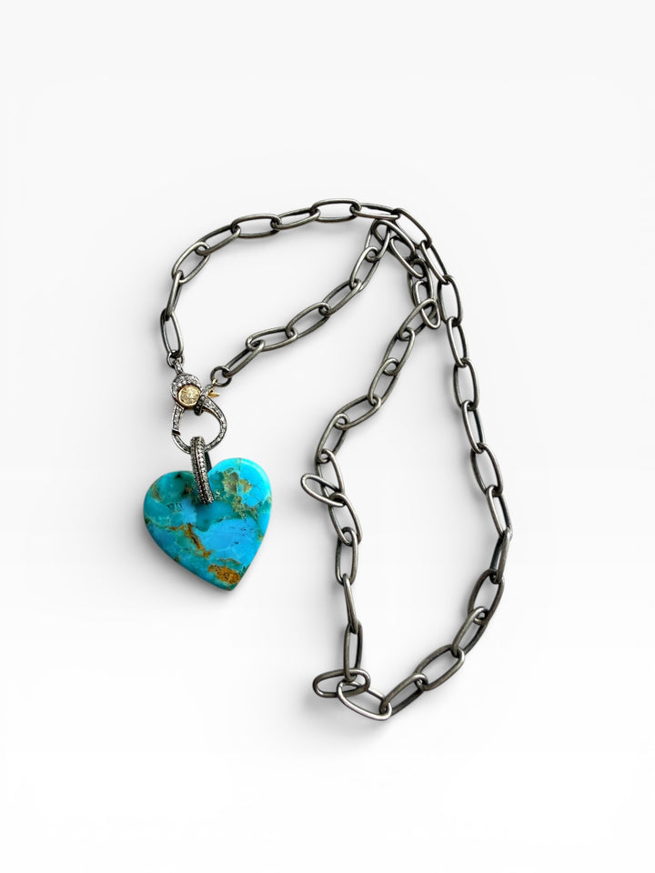 Sterling Silver and Pave Diamond Clasp Chain Necklace