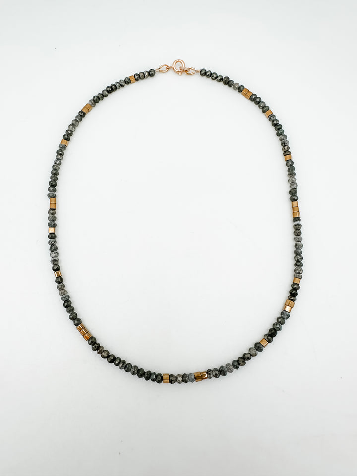 Pyrite and gold layer necklace