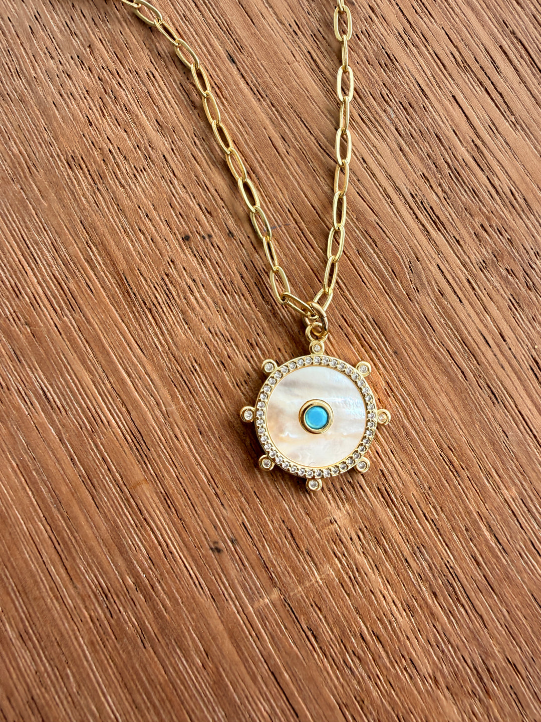 Nautical Mother of Pearl and turquoise Necklace