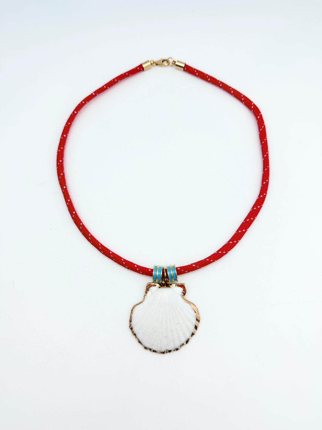 Red Paracord and Shell Necklace