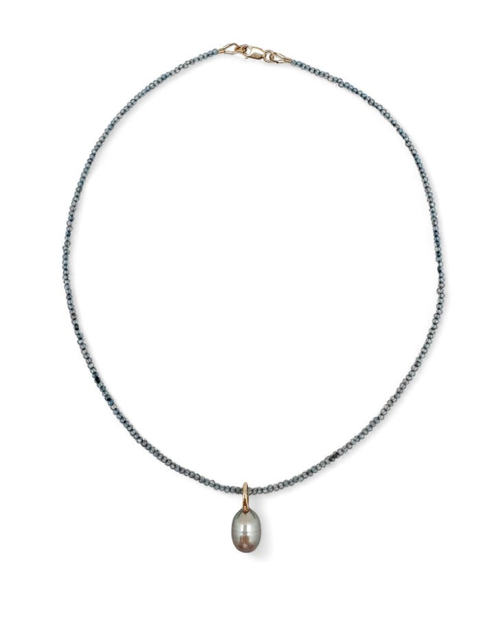 Light Blue Chalcedony and Pearl Necklace