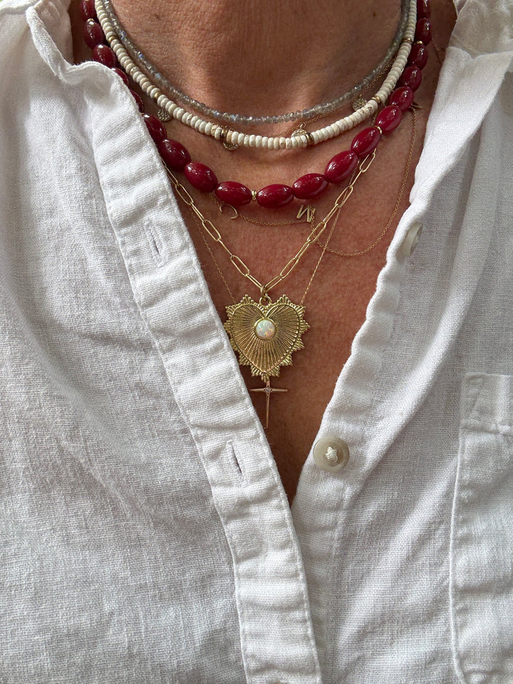 Burgundy Oval Necklace