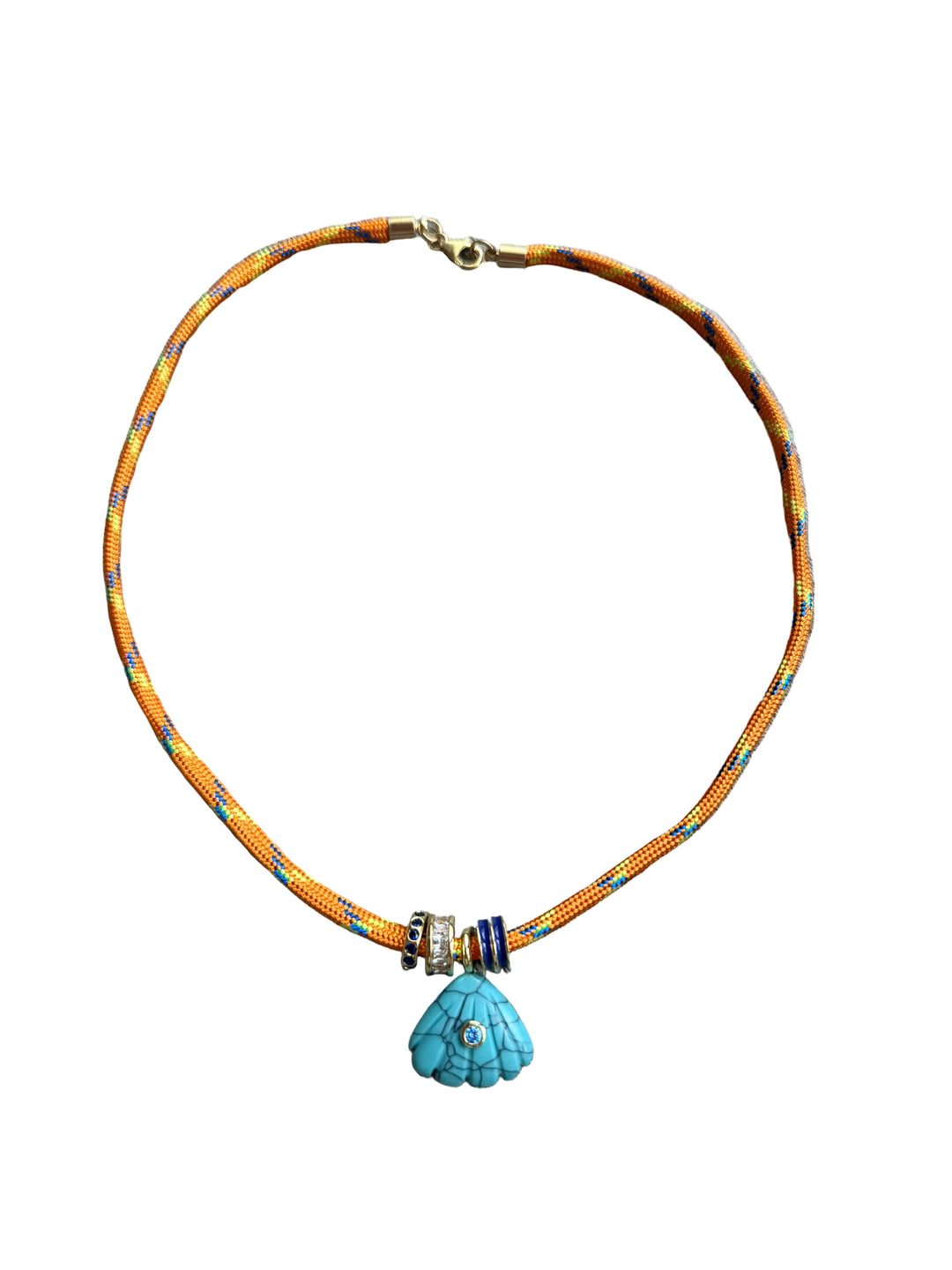Turquoise Shell Orange Para Cord Necklace