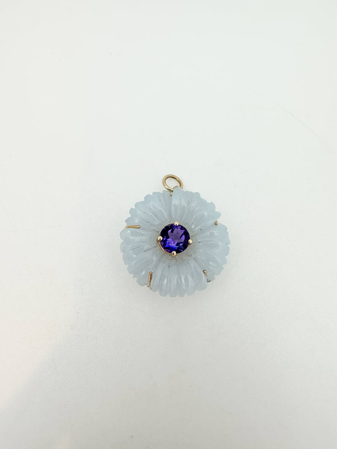 Chalcedony Flower Pendant with Amethyst