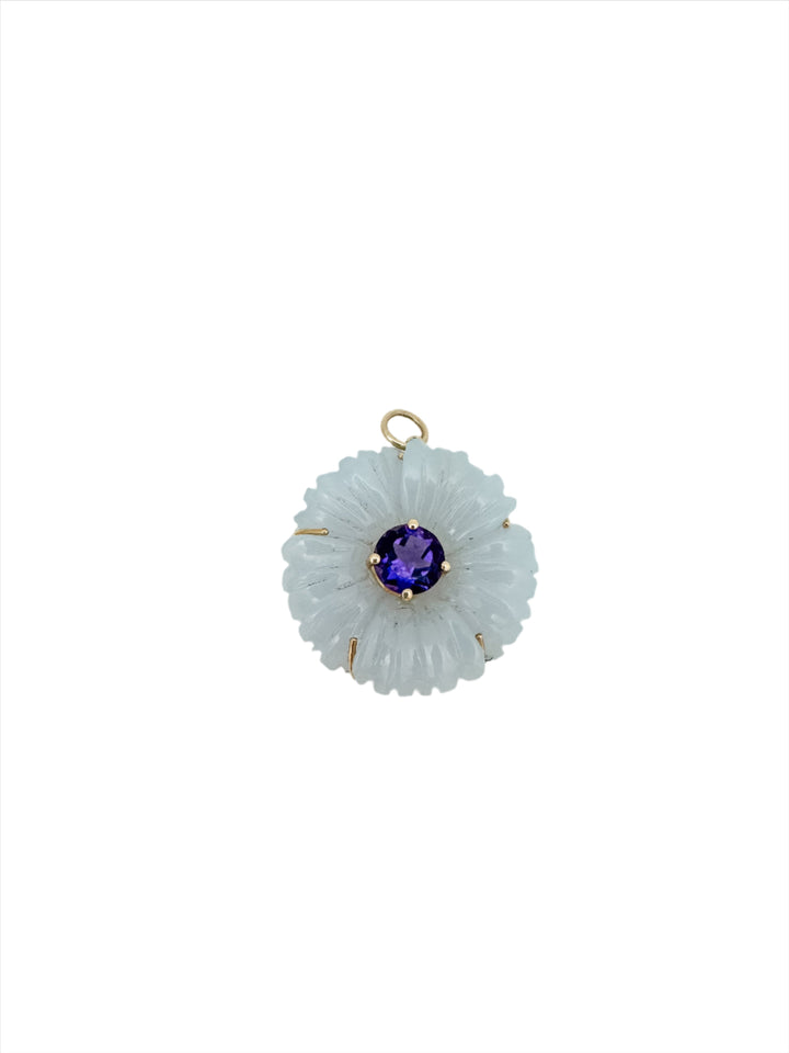 Chalcedony Flower Pendant with Amethyst