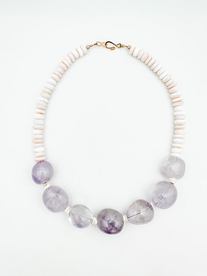 Amethyst, shell, statement, necklace