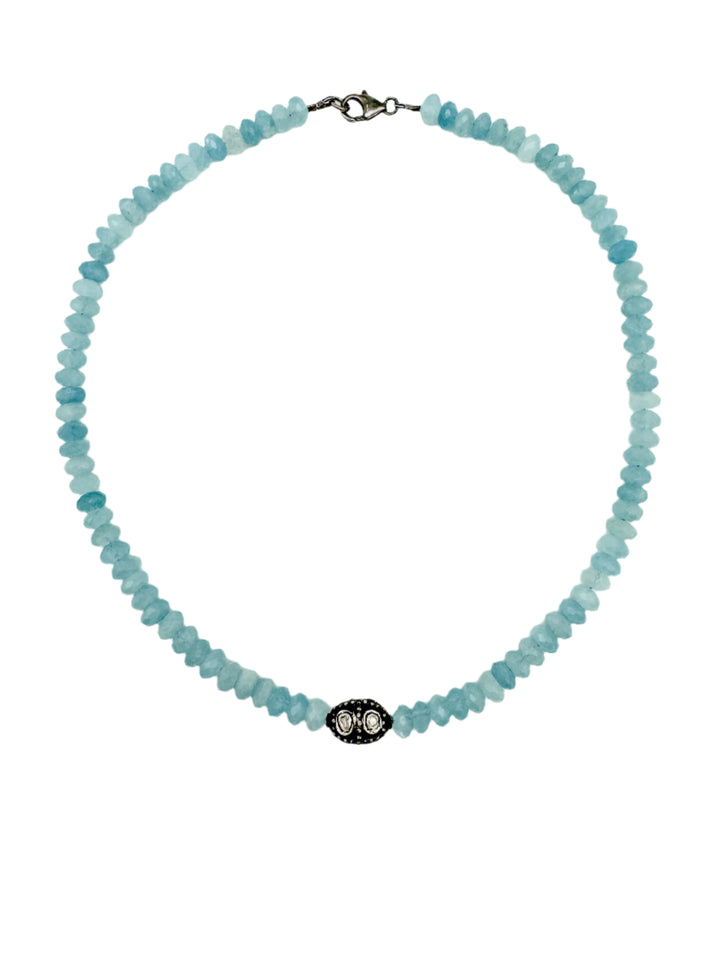 Aquamarine and Rosecut Diamond Necklace