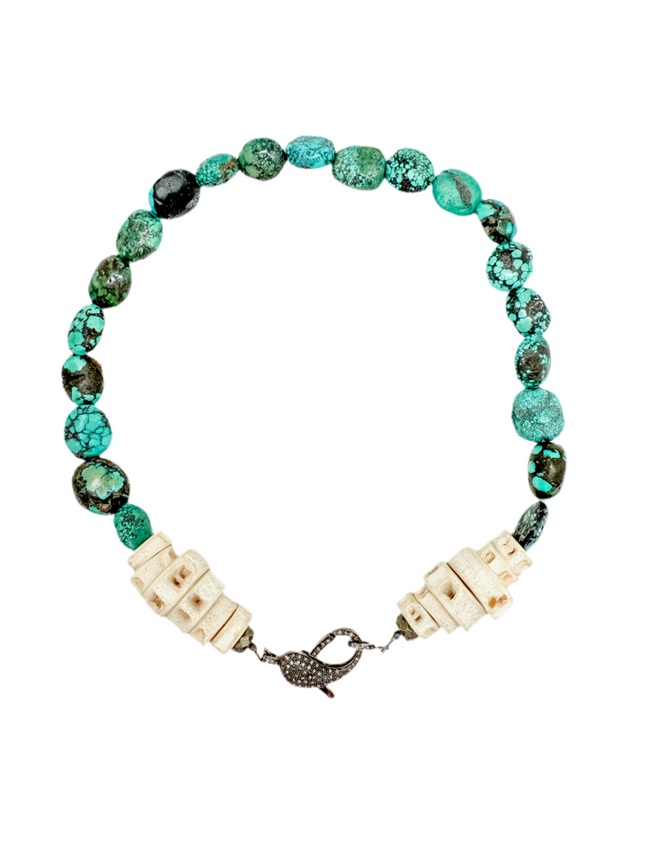 Fish Vertebrae and Turquoise Necklace