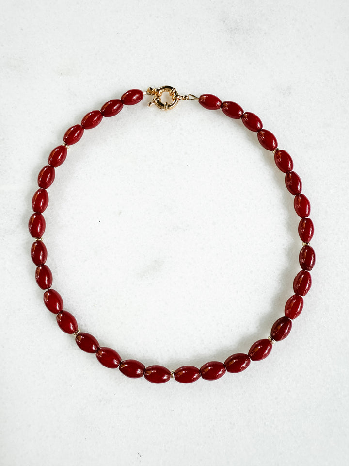 Burgundy Oval Necklace