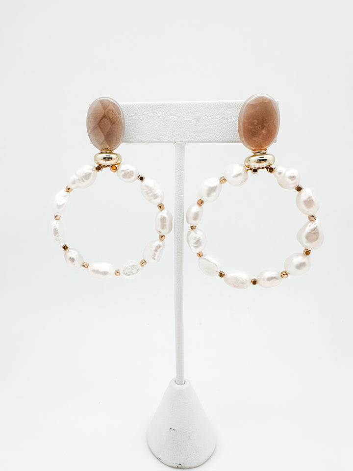 Moonstone and Pearl Earring