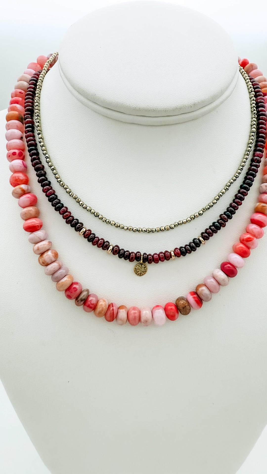 Burgundy Jade and Diamond Necklace