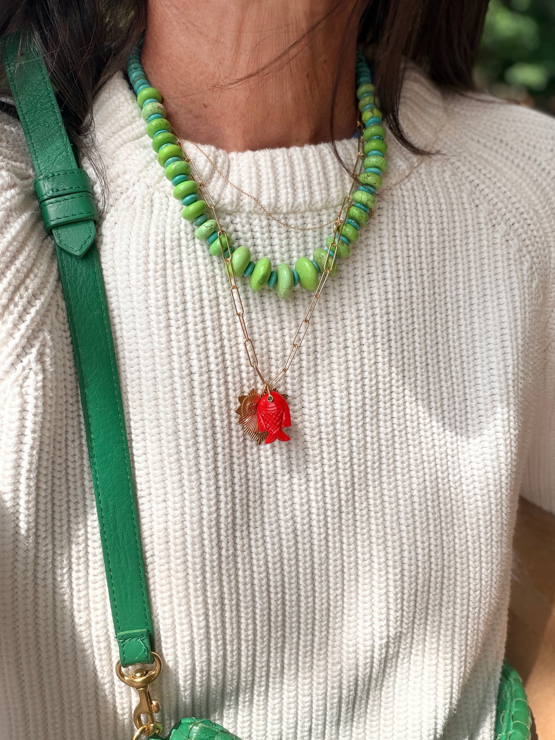 Green Howlite and Turquoise Necklace