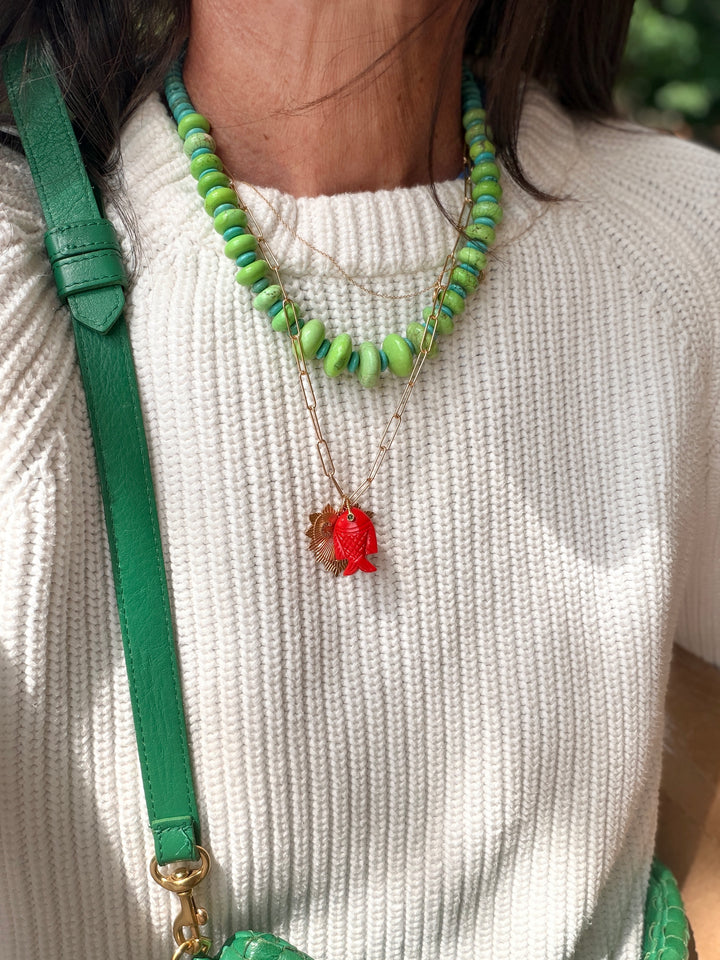 Green Howlite and Turquoise Necklace