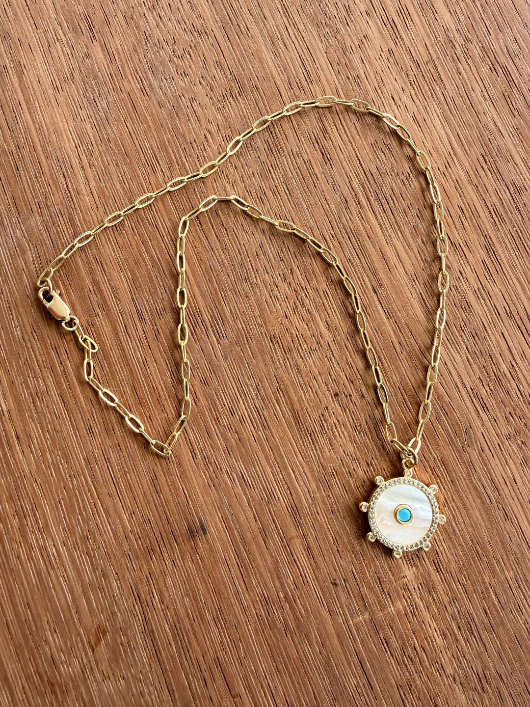 Nautical Mother of Pearl and turquoise Necklace