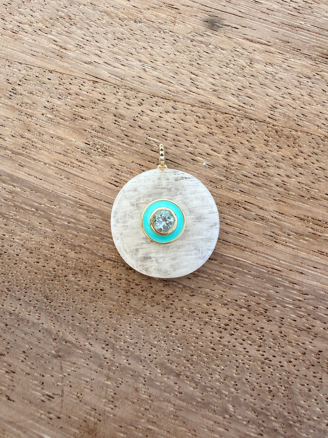 White Quartz and Enamel Pendant