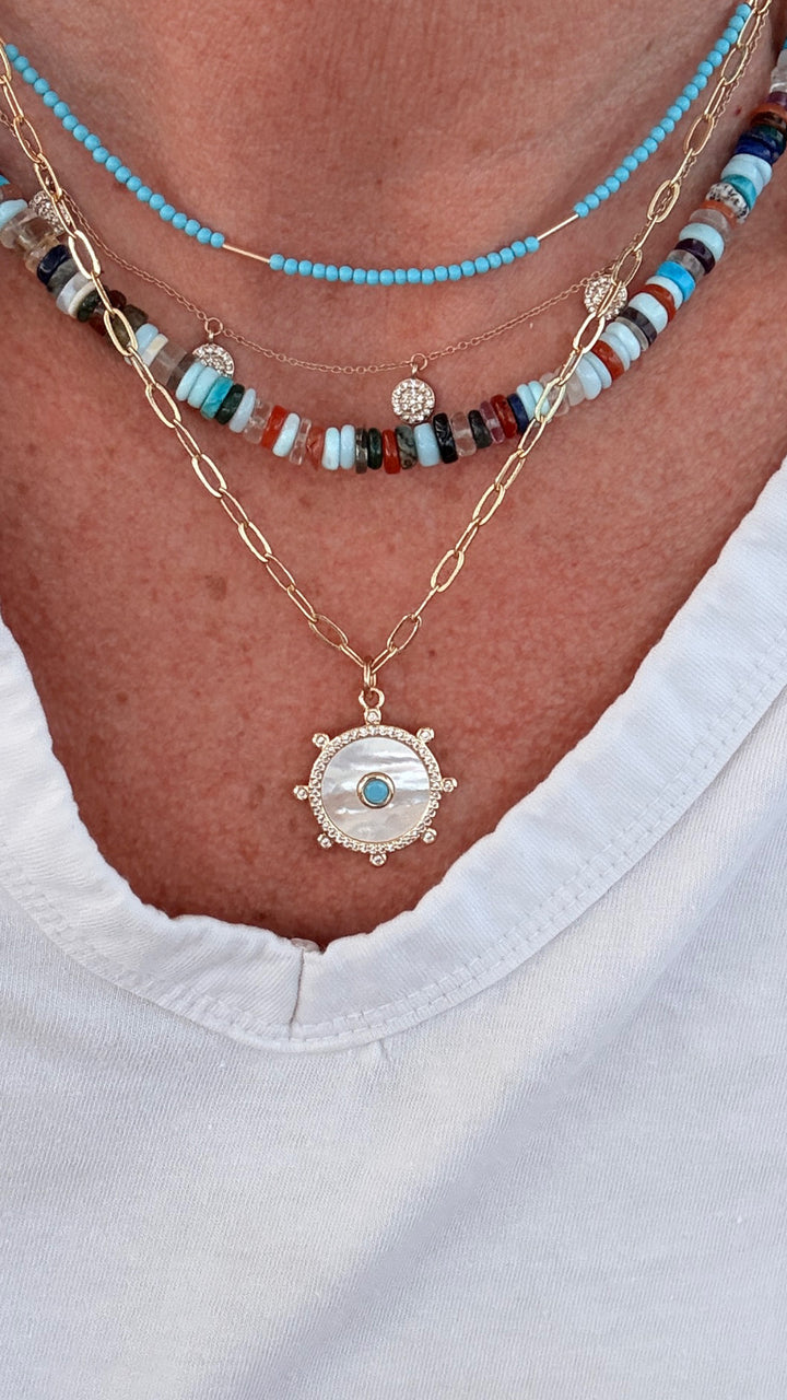 Nautical Mother of Pearl and turquoise Necklace