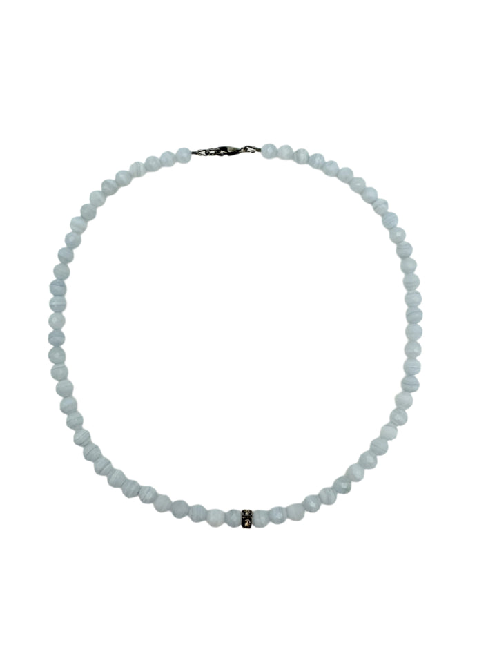 Blue Lace Agate and Diamond Necklace