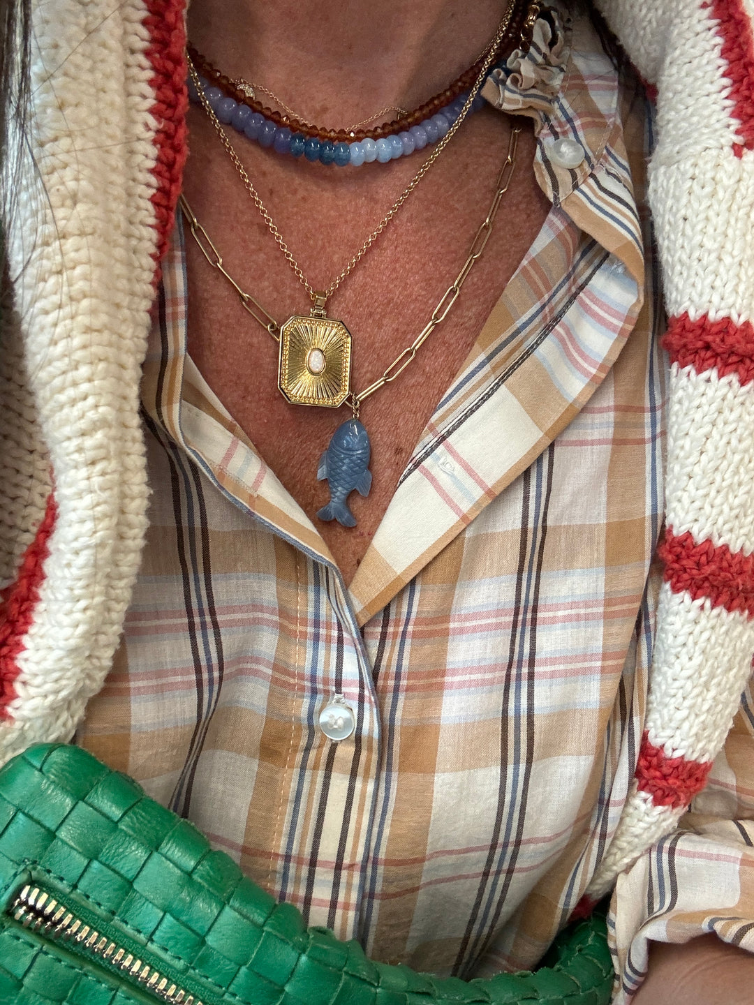 Gold and Opal Pendant Necklace