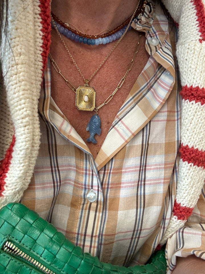 Gold and Opal Pendant Necklace