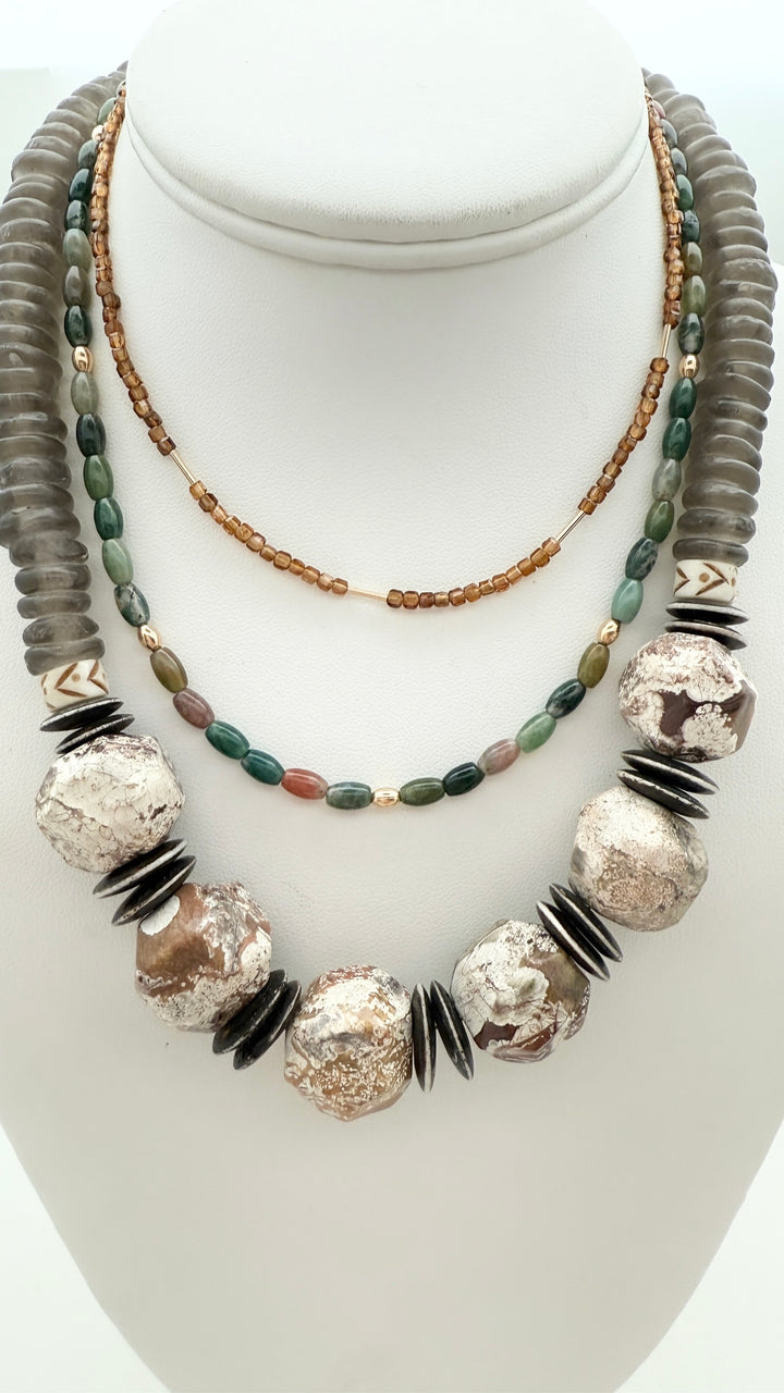 Whiskey Hessonite Garnet Bar Necklace Layer