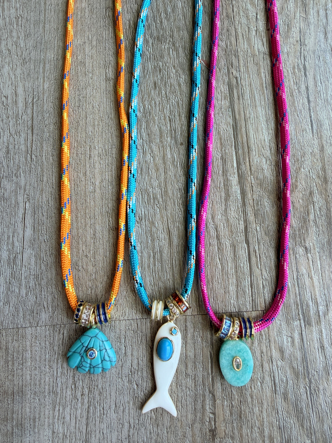 White and Turquoise Fish Pendant Necklace