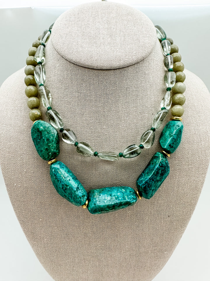 Chrysocolla and Jade Necklace