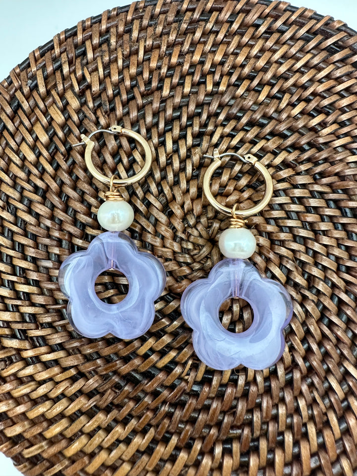 Bloom Acrylic and Pearl Drop Earring