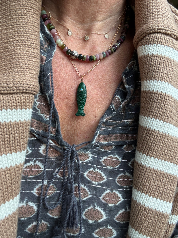Malachite Fish Pendant