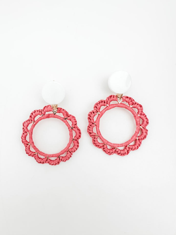 Mini Flower Raffia Wrapped Earrings