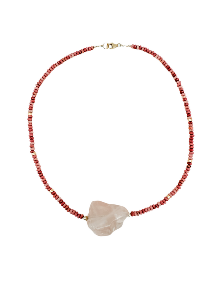 Rose Quartz and Pink Rhodochrosite Necklace