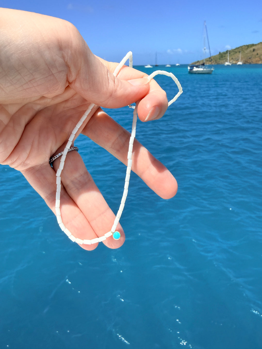 Cooper White Coral and Turquoise Necklace