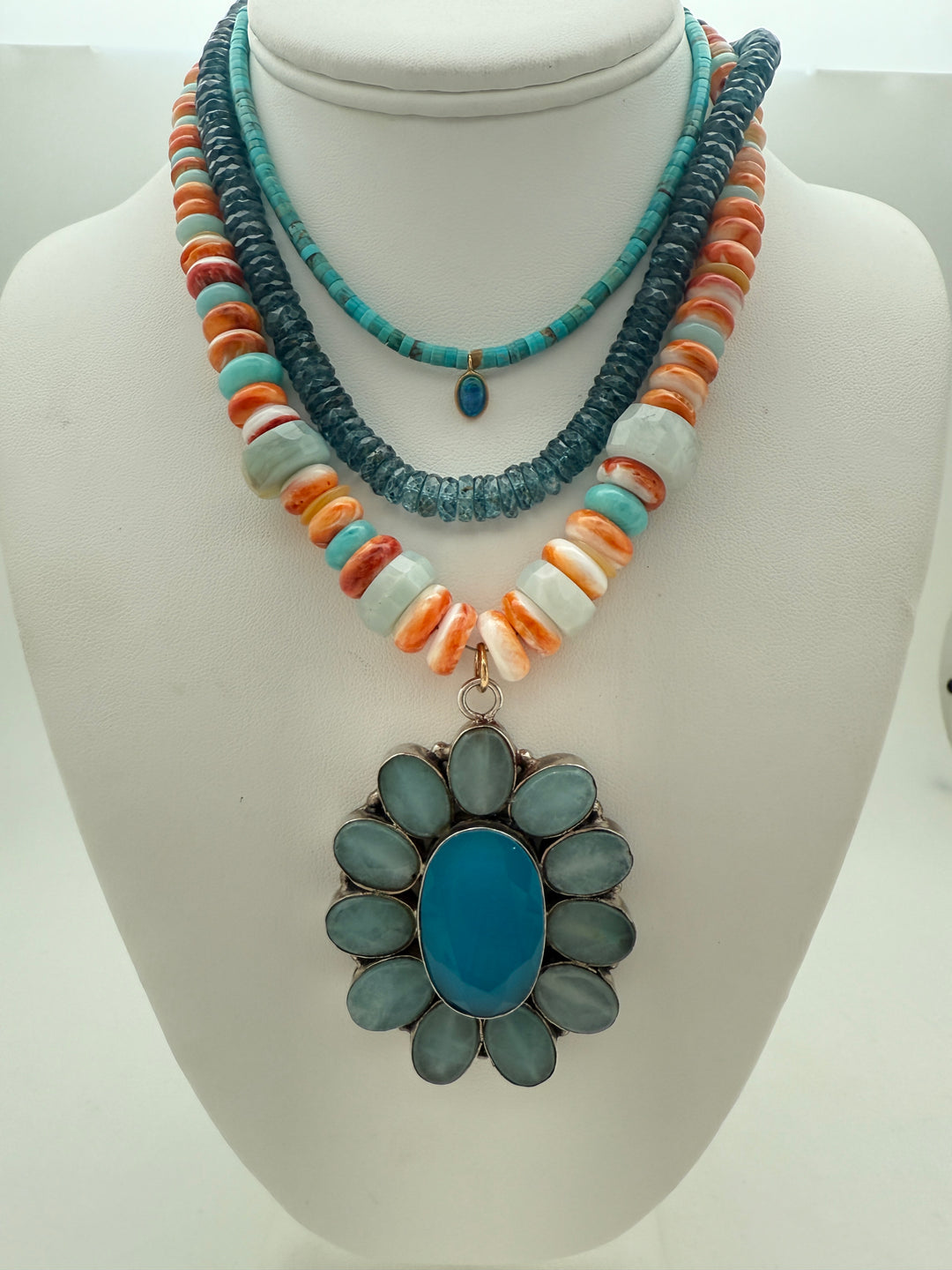 Faceted London Teal Blue Topaz Necklace
