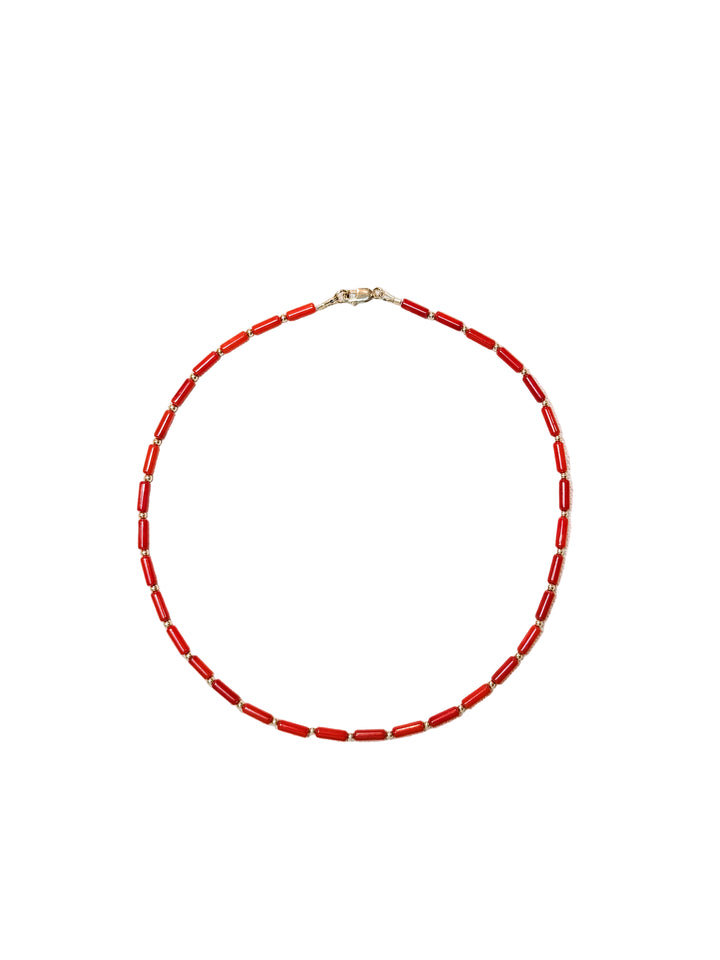 Bamboo Coral and Gold Bead Layer Necklace