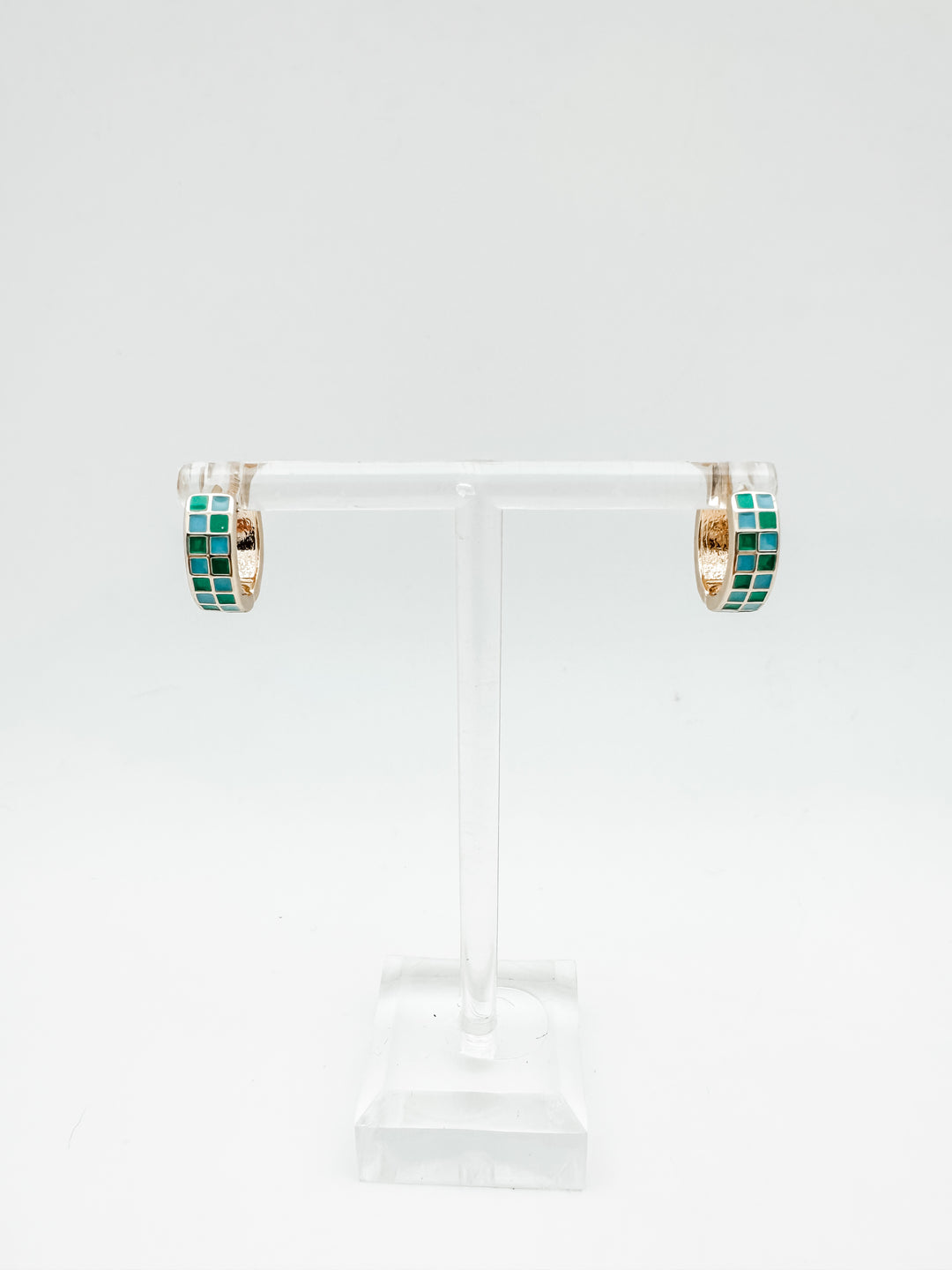 Checker Enamel Hoop Earring