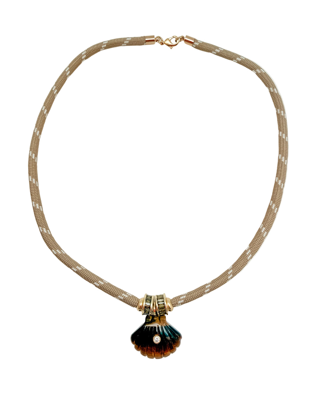 Tiger’s Eye Shell Pendant on Paracord Necklace