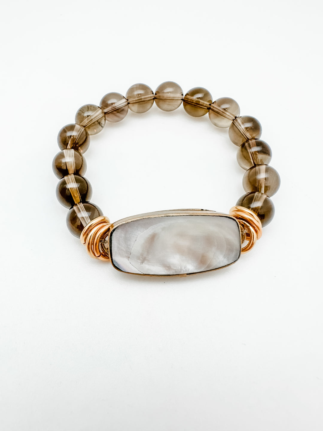 Smokey Quartz and Mother of Pearl Bracelet