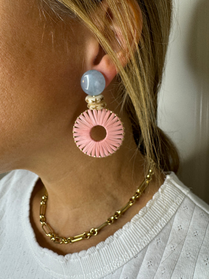 Chase Raffia Earring Peach
