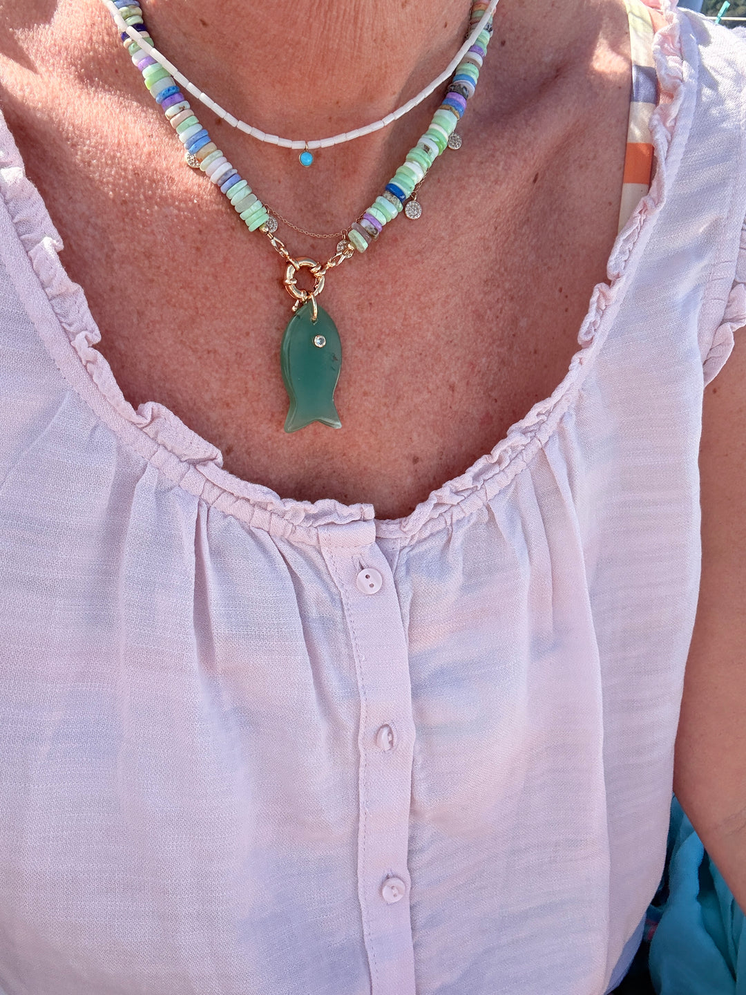Cooper White Coral and Turquoise Necklace