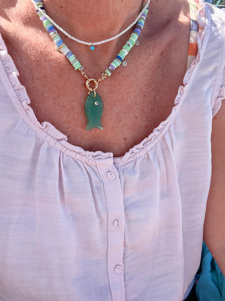 Cooper White Coral and Turquoise Necklace