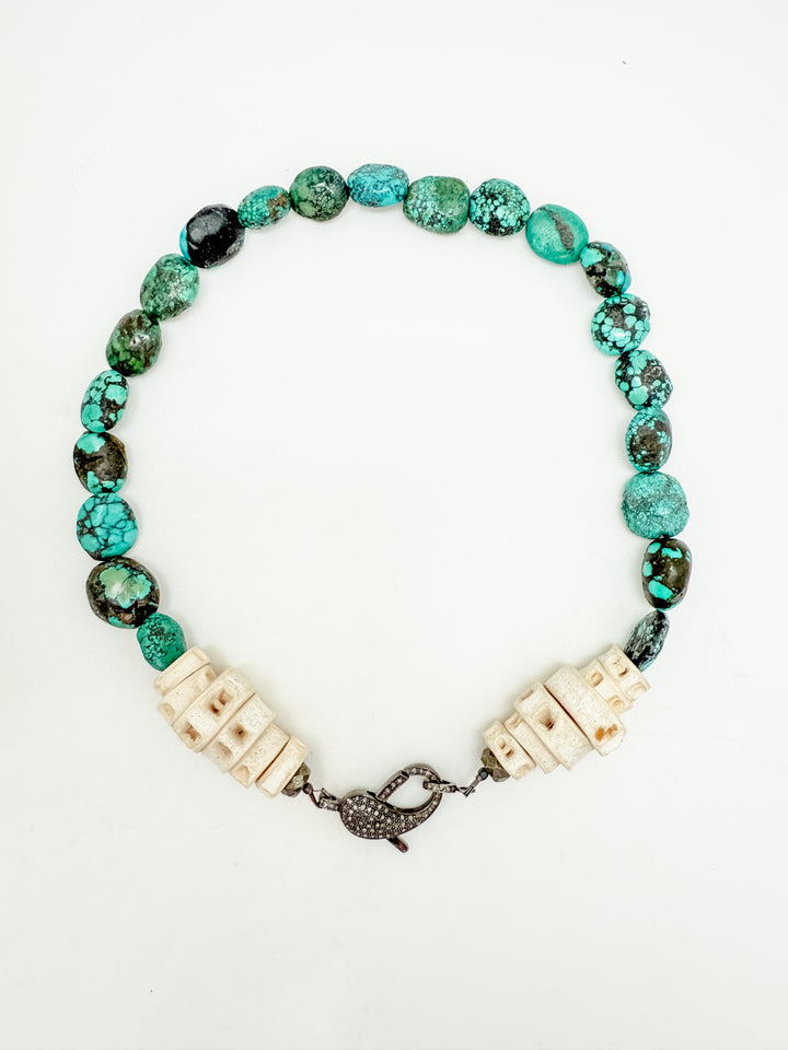 Fish Vertebrae and Turquoise Necklace