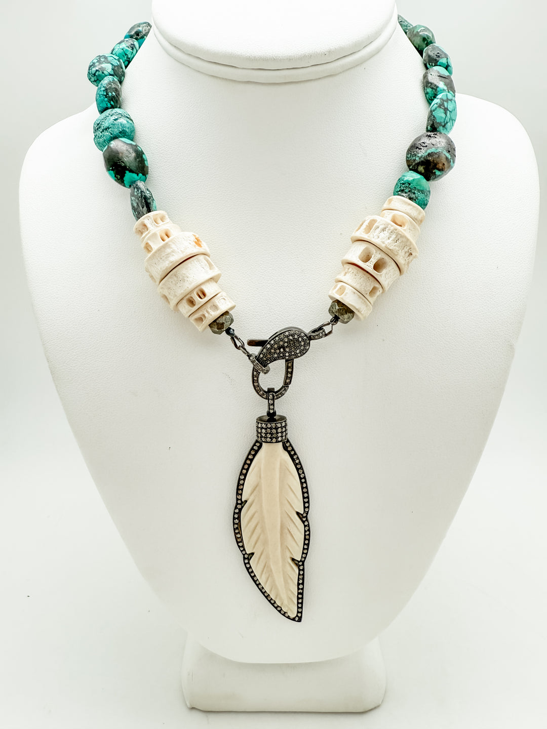 Fish Vertebrae and Turquoise Necklace