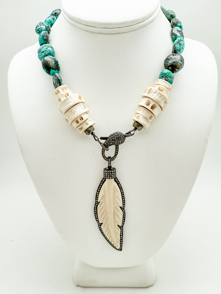 Fish Vertebrae and Turquoise Necklace