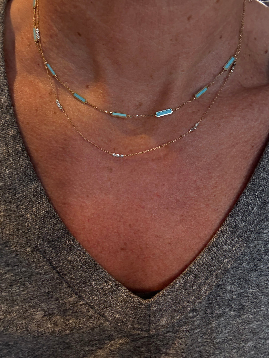 Diamond and Gold Station Necklace
