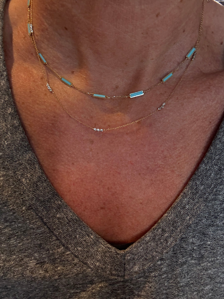 Diamond and Gold Station Necklace