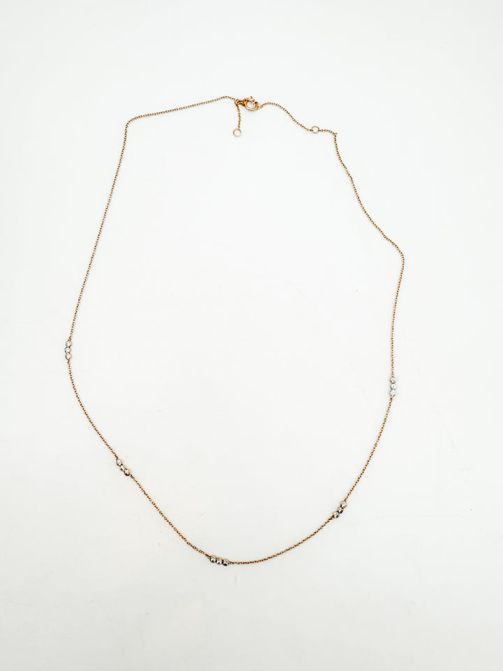 Diamond and Gold Station Necklace