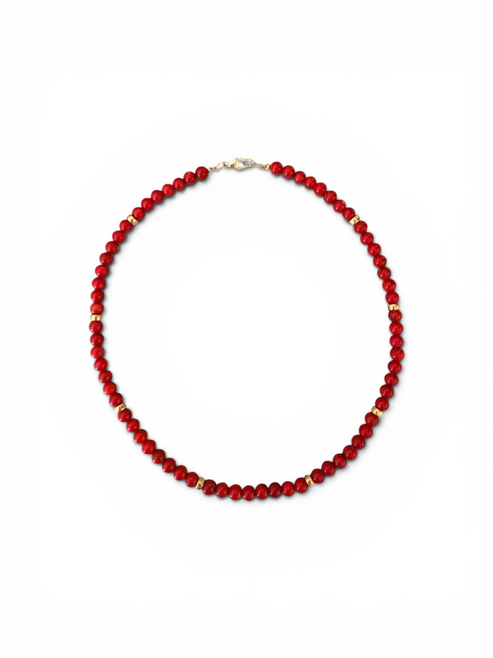 Red Coral and Gold Necklace