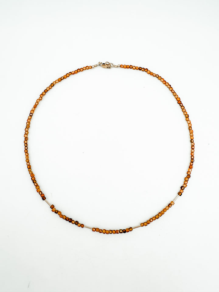 Whiskey Hessonite Garnet Bar Necklace Layer